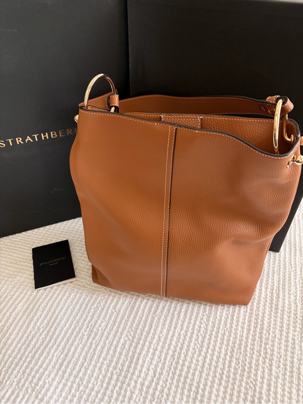 Strathberry Lana Large Hobo Grain Leather Tan Shoulder Bag Like New
